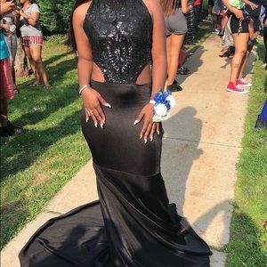 Black Custom Made Sequence Dress
